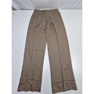 Krizia Dress Pants Mens 34x36 Beige Wool Pleated Straight Unhemmed NWT